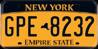 NY license plate GPE8232