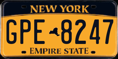 NY license plate GPE8247