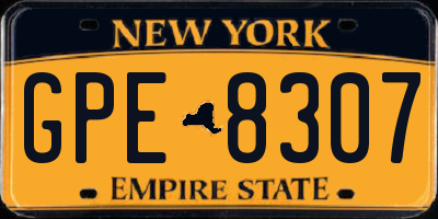 NY license plate GPE8307