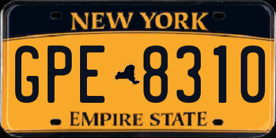 NY license plate GPE8310