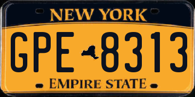 NY license plate GPE8313