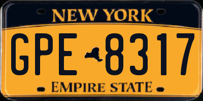 NY license plate GPE8317