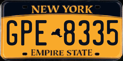 NY license plate GPE8335