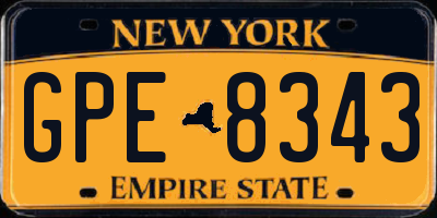 NY license plate GPE8343