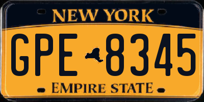 NY license plate GPE8345