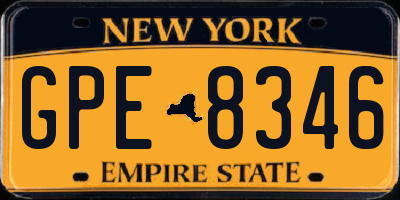 NY license plate GPE8346