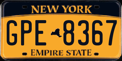 NY license plate GPE8367