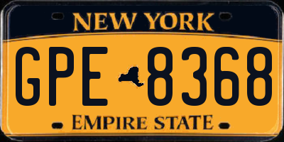 NY license plate GPE8368
