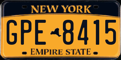 NY license plate GPE8415