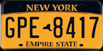 NY license plate GPE8417