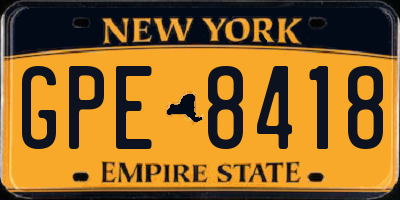 NY license plate GPE8418