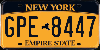 NY license plate GPE8447