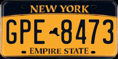 NY license plate GPE8473