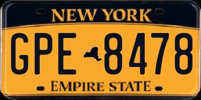 NY license plate GPE8478