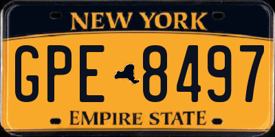 NY license plate GPE8497