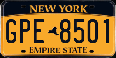 NY license plate GPE8501