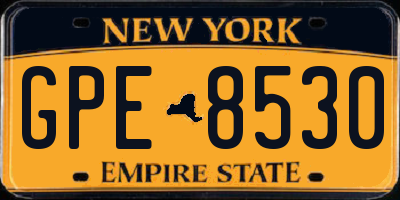 NY license plate GPE8530