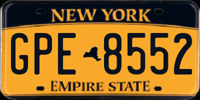 NY license plate GPE8552