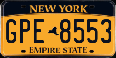 NY license plate GPE8553