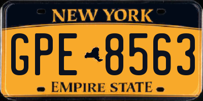 NY license plate GPE8563