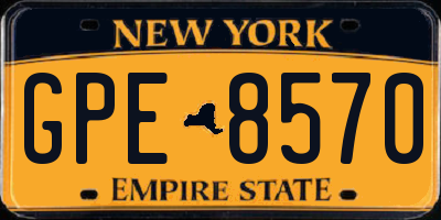 NY license plate GPE8570