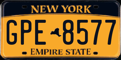 NY license plate GPE8577