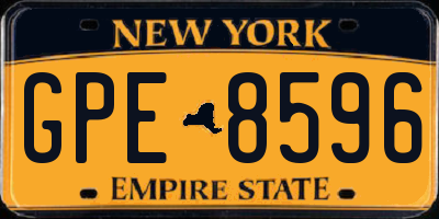 NY license plate GPE8596