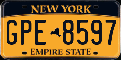 NY license plate GPE8597