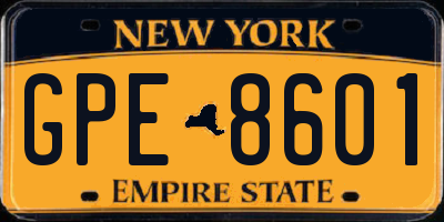 NY license plate GPE8601