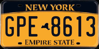 NY license plate GPE8613