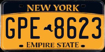 NY license plate GPE8623