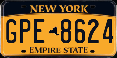 NY license plate GPE8624