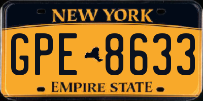 NY license plate GPE8633
