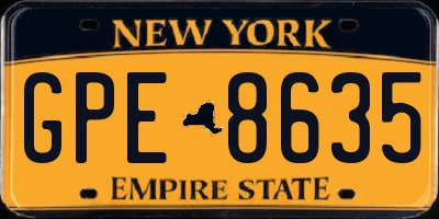 NY license plate GPE8635