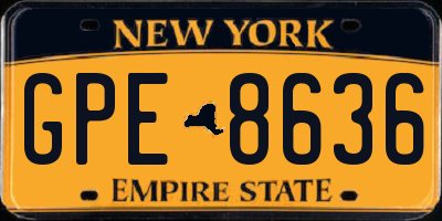 NY license plate GPE8636