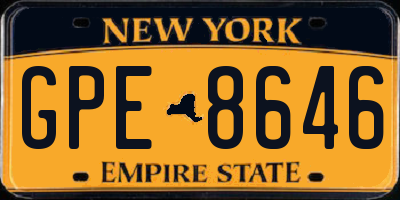 NY license plate GPE8646