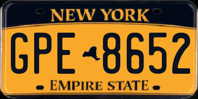 NY license plate GPE8652