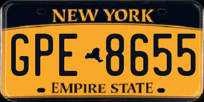 NY license plate GPE8655