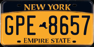 NY license plate GPE8657