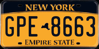 NY license plate GPE8663