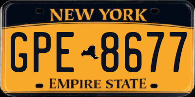 NY license plate GPE8677