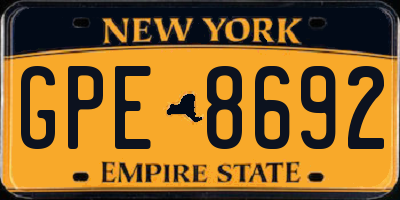 NY license plate GPE8692
