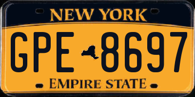 NY license plate GPE8697