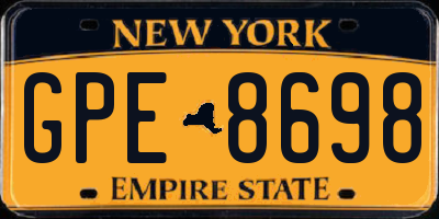 NY license plate GPE8698