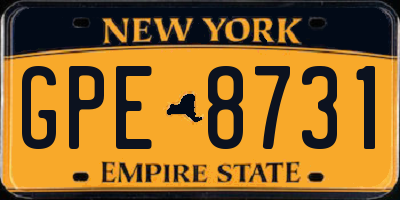 NY license plate GPE8731