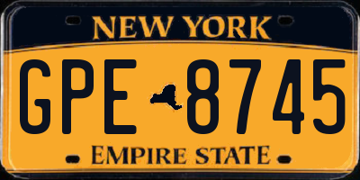 NY license plate GPE8745