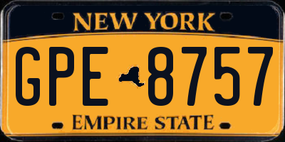 NY license plate GPE8757
