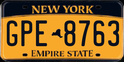 NY license plate GPE8763