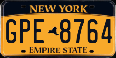 NY license plate GPE8764