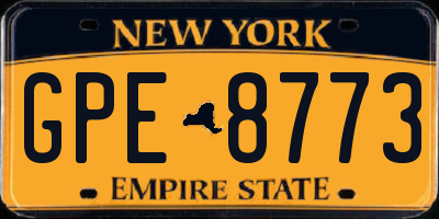 NY license plate GPE8773